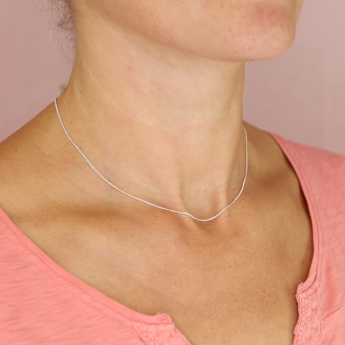 Sterling Silver Diamond-Cut 46cm Curb Chain