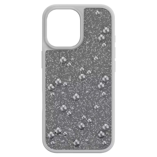 High smartphone case, Flat Back crystals, iPhone® 17, Silver Tone