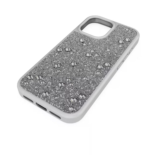 High smartphone case, Flat Back crystals, iPhone® 17, Silver Tone