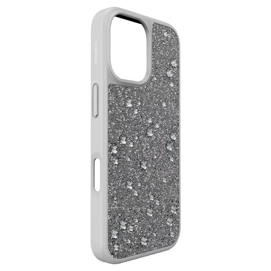High smartphone case, Flat Back crystals, iPhone® 17, Silver Tone
