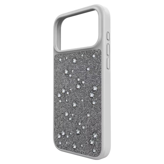 High smartphone case, Flat Back crystals, iPhone® 17 Pro Max, Silver Tone
