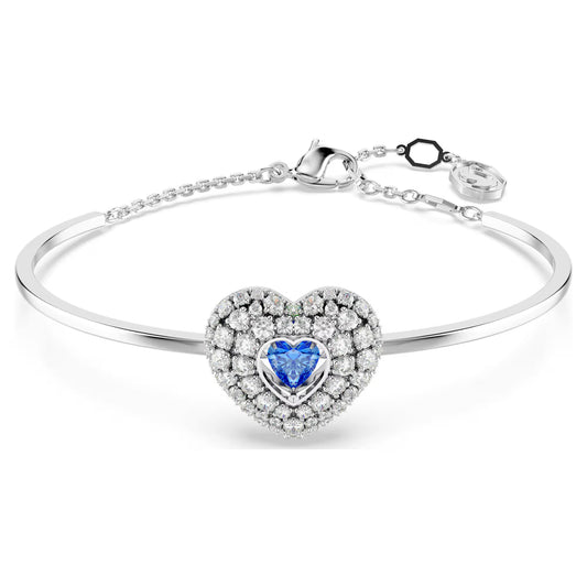 Hyperbola bangle, Heart, Blue, Rhodium