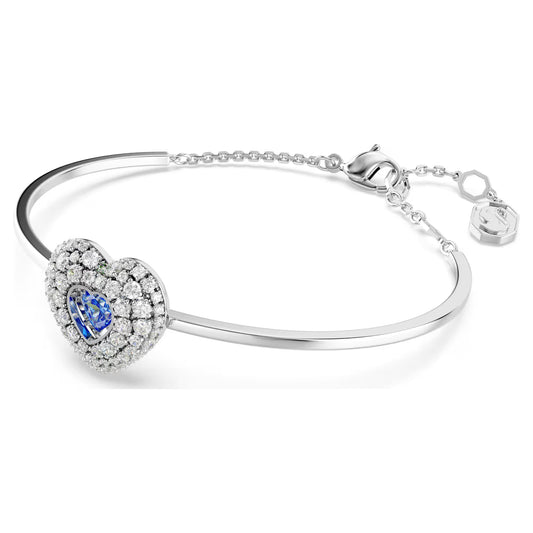 Hyperbola bangle, Heart, Blue, Rhodium