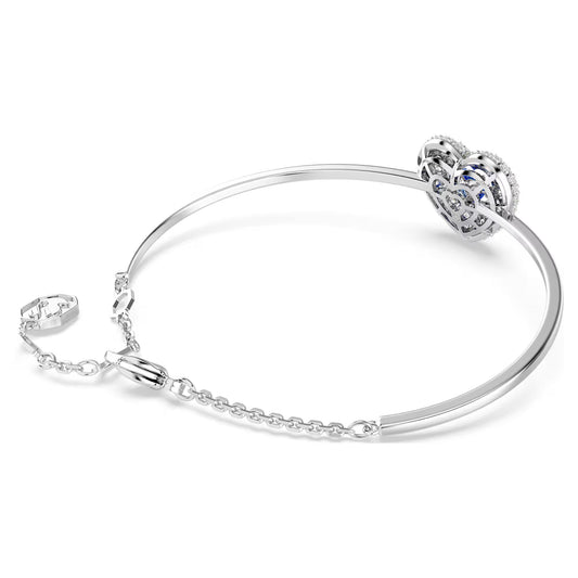 Hyperbola bangle, Heart, Blue, Rhodium