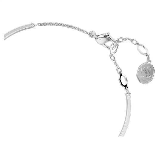 Hyperbola bangle, Heart, White, Rhodium, Medium