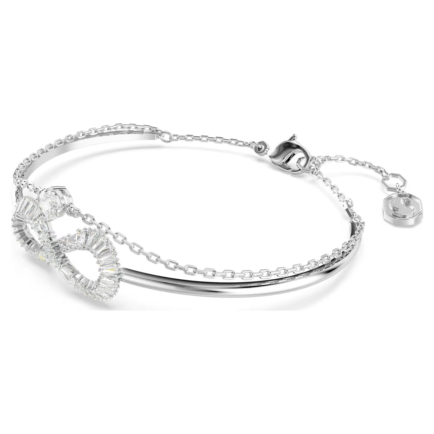 Hyperbola bangle, Infinity, White, Rhodium, M