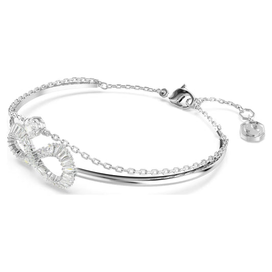 Hyperbola bangle, Infinity, White, Rhodium, M