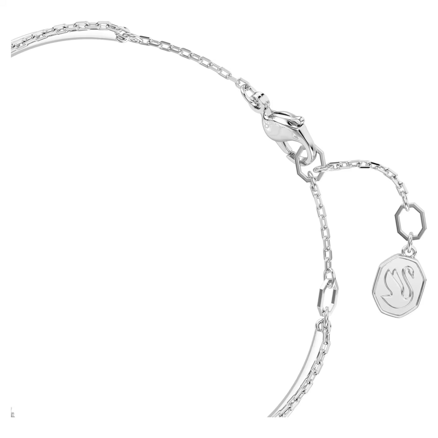 Hyperbola bangle, Infinity, White, Rhodium, M
