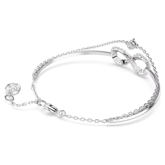 Hyperbola bangle, Infinity, White, Rhodium, M