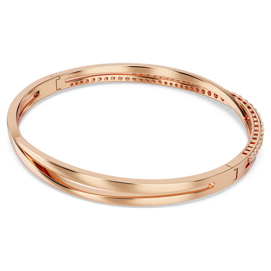 Hyperbola bangle, White, Rose gold-tone plated