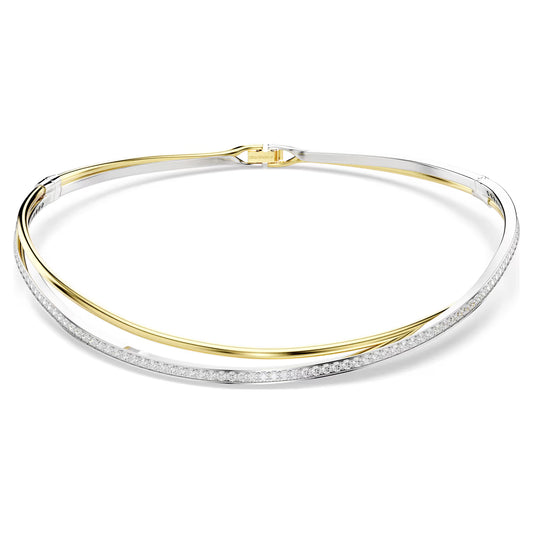 Hyperbola choker, Round cut, White, Mixed metal finish