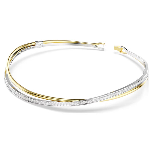 Hyperbola choker, Round cut, White, Mixed metal finish