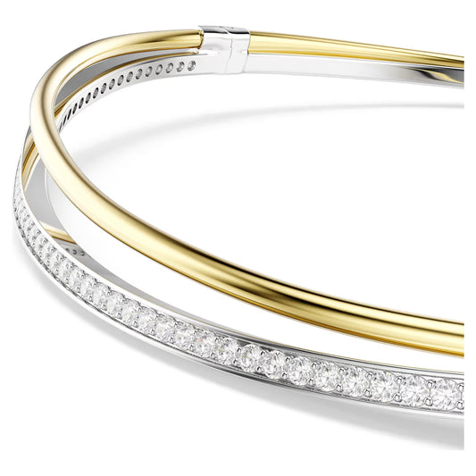 Hyperbola choker, Round cut, White, Mixed metal finish