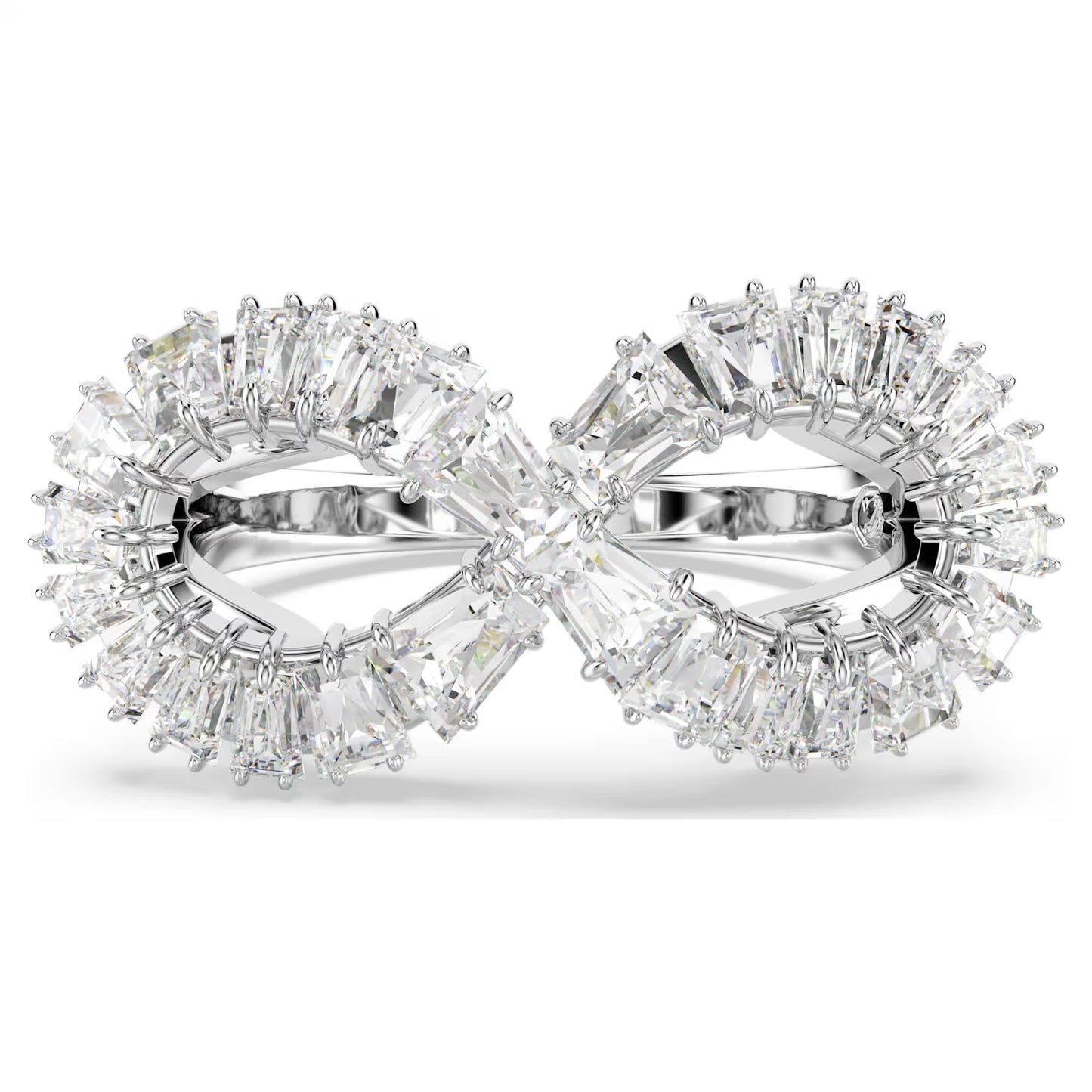 Hyperbola cocktail ring, Infinity, White, Rhodium plated