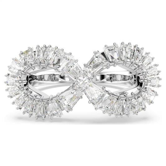 Hyperbola cocktail ring, Infinity, White, Rhodium plated