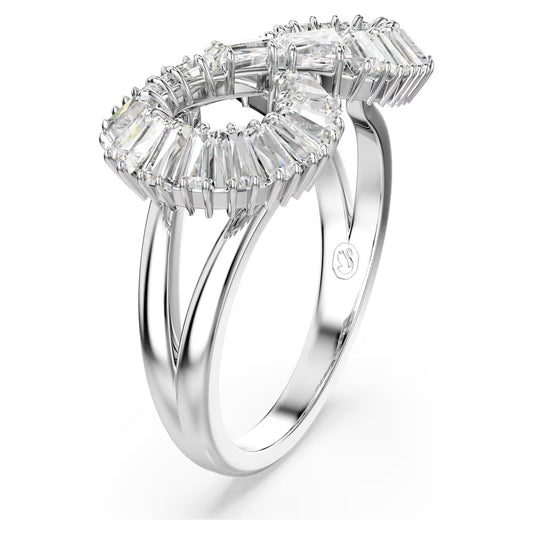 Hyperbola cocktail ring, Infinity, White, Rhodium plated