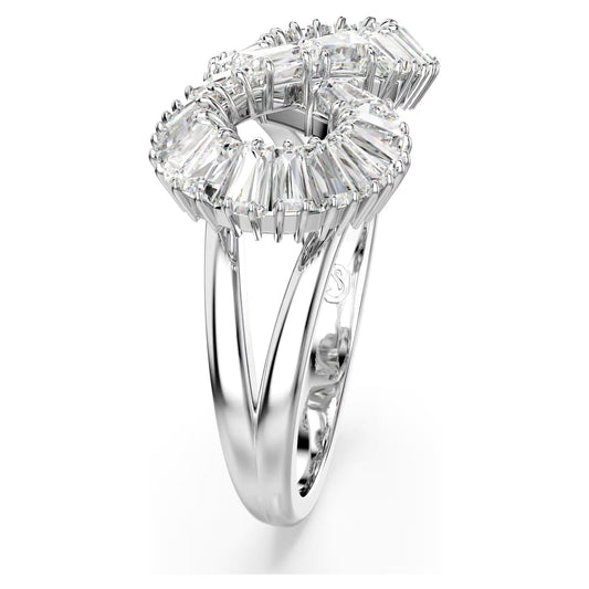 Hyperbola cocktail ring, Infinity, White, Rhodium plated