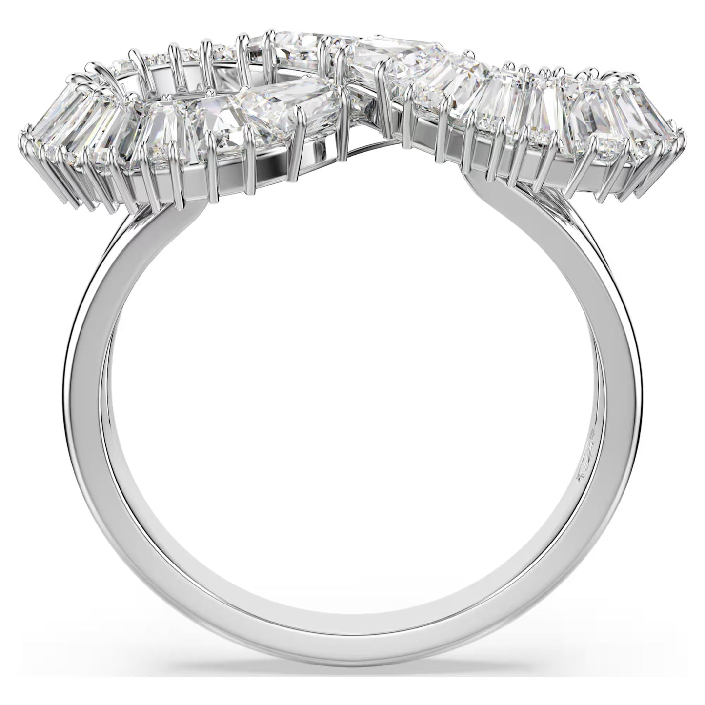 Hyperbola cocktail ring, Infinity, White, Rhodium plated