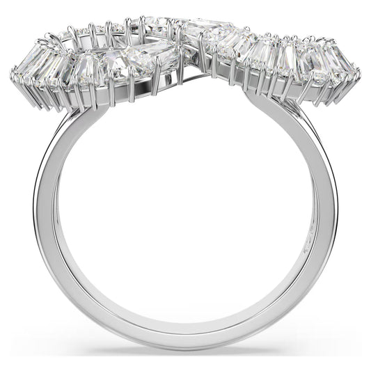 Hyperbola cocktail ring, Infinity, White, Rhodium plated