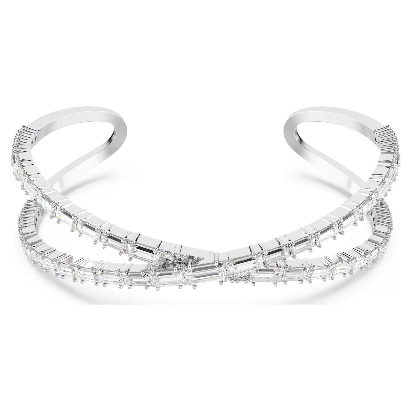 Hyperbola cuff, Infinity, White, Rhodium plated