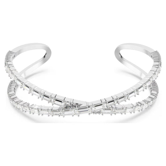 Hyperbola cuff, Infinity, White, Rhodium plated
