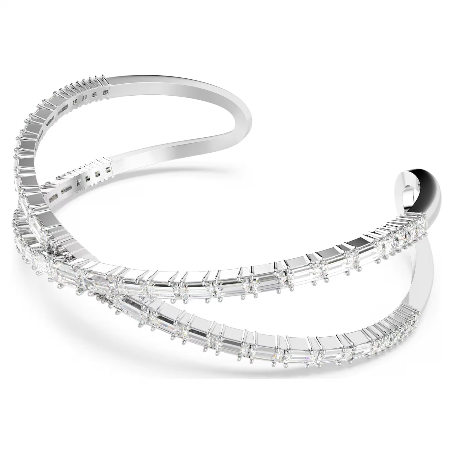 Hyperbola cuff, Infinity, White, Rhodium plated