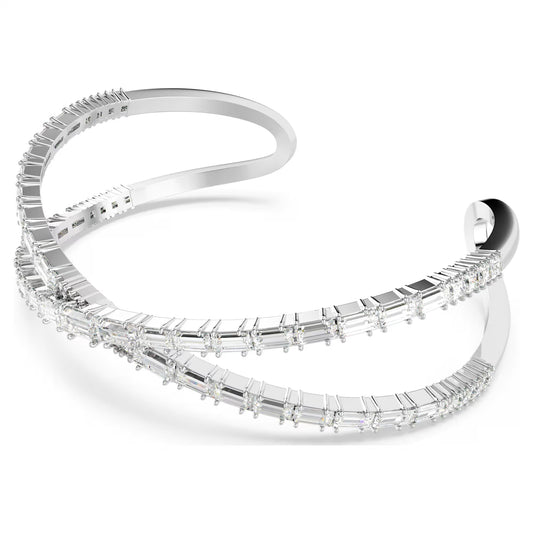 Hyperbola cuff, Infinity, White, Rhodium plated