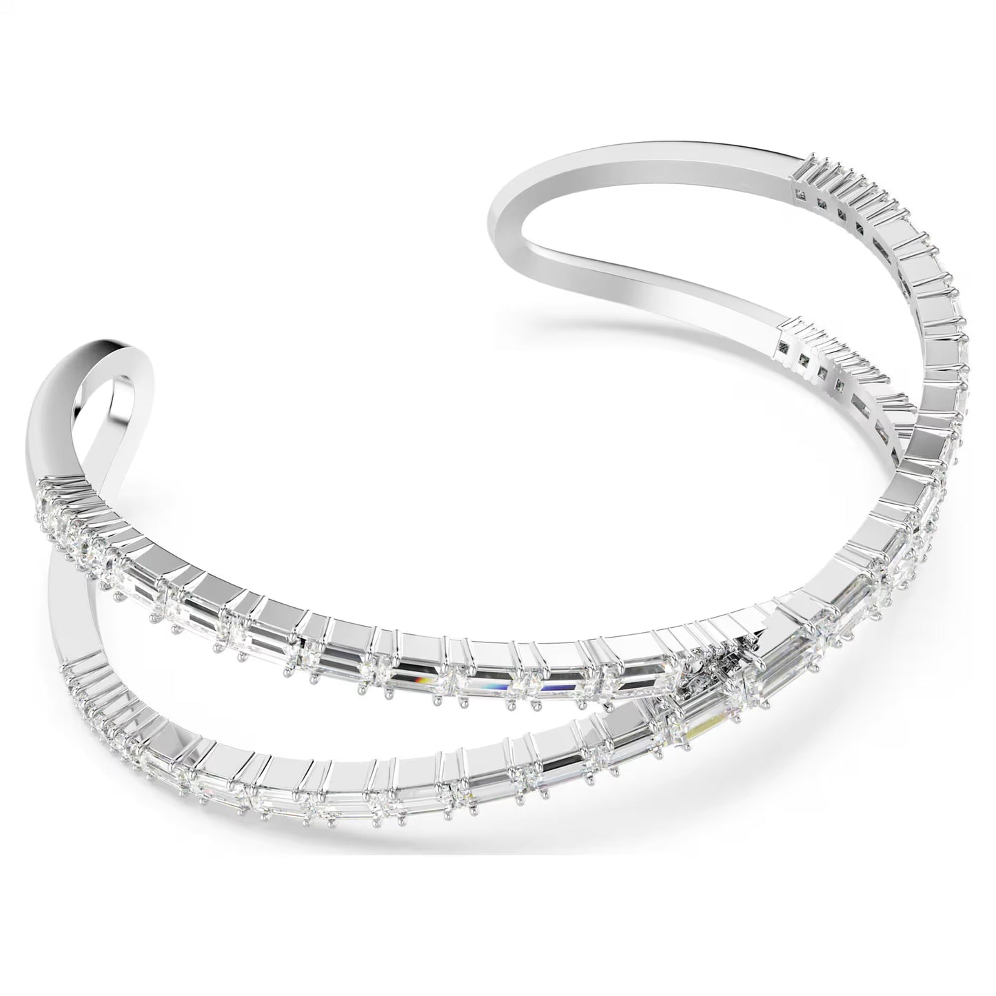 Hyperbola cuff, Infinity, White, Rhodium plated