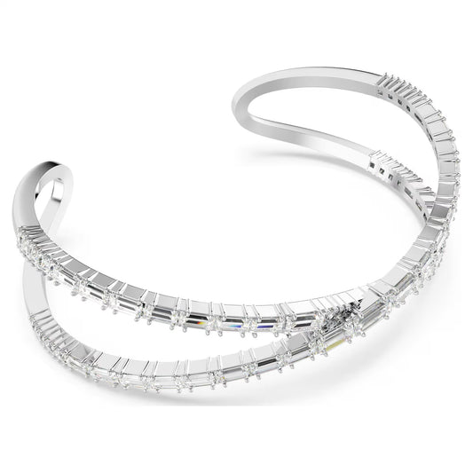 Hyperbola cuff, Infinity, White, Rhodium plated
