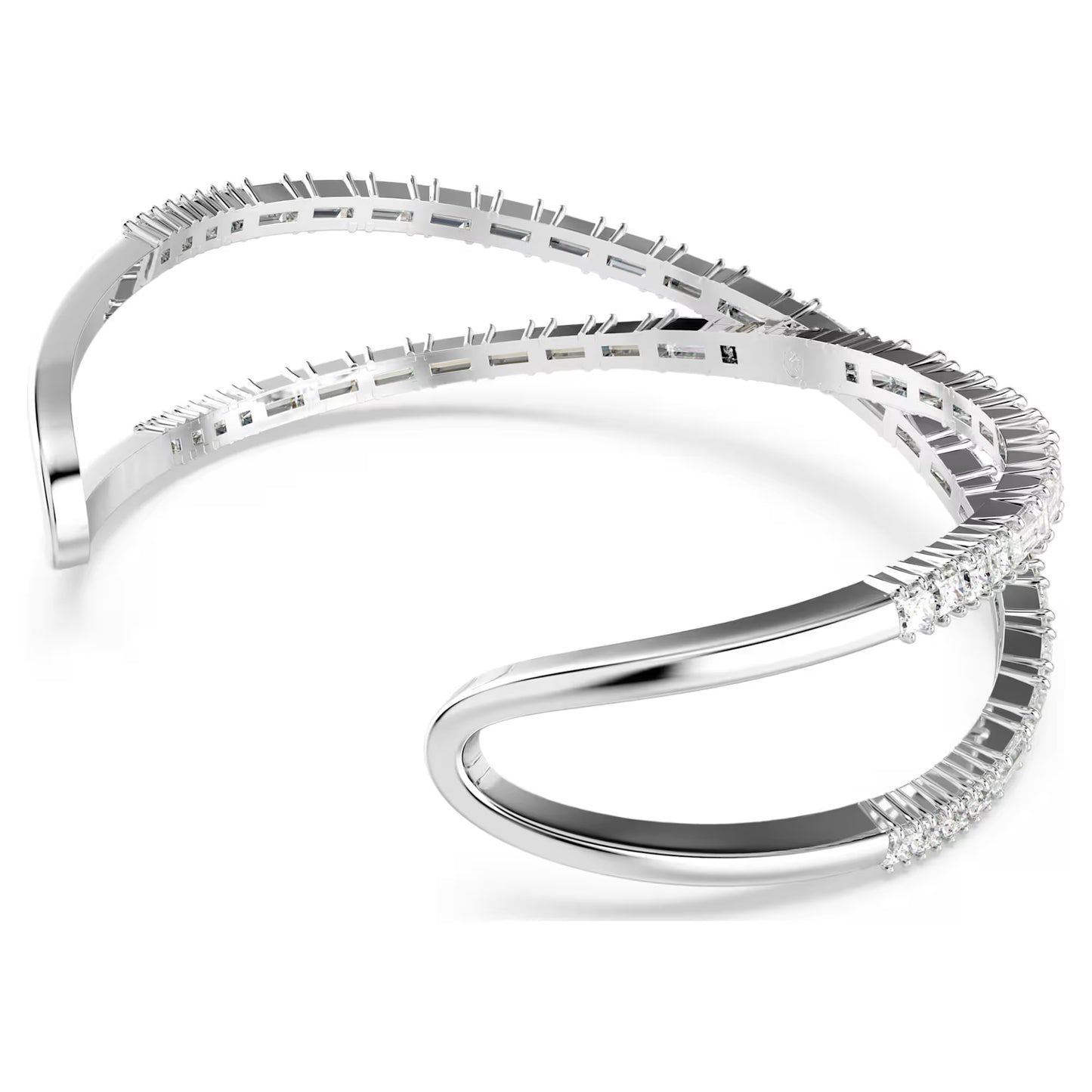 Hyperbola cuff, Infinity, White, Rhodium plated