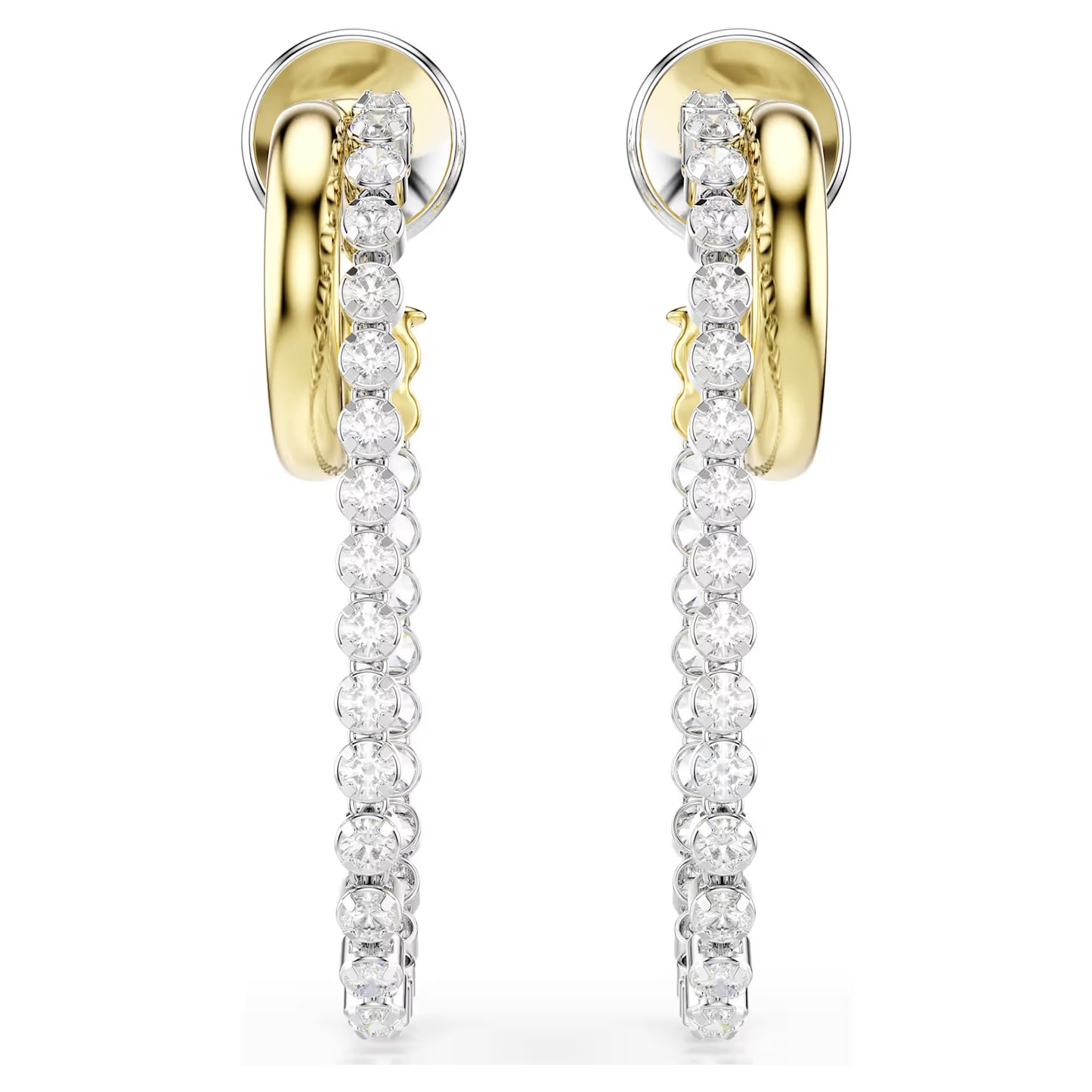 Hyperbola earrings Round cut, White, Mixed metal finish