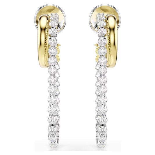 Hyperbola earrings Round cut, White, Mixed metal finish