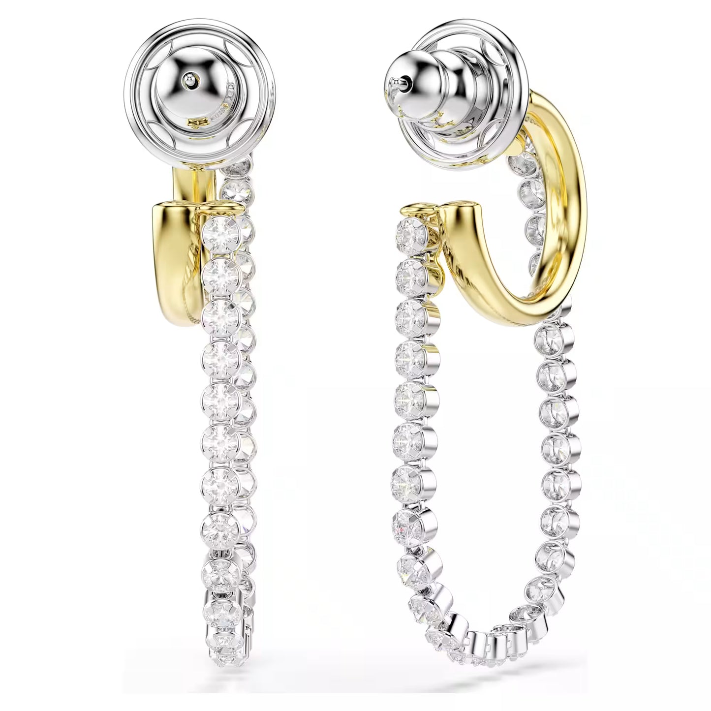Hyperbola earrings Round cut, White, Mixed metal finish