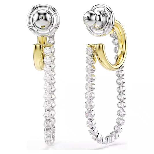 Hyperbola earrings Round cut, White, Mixed metal finish