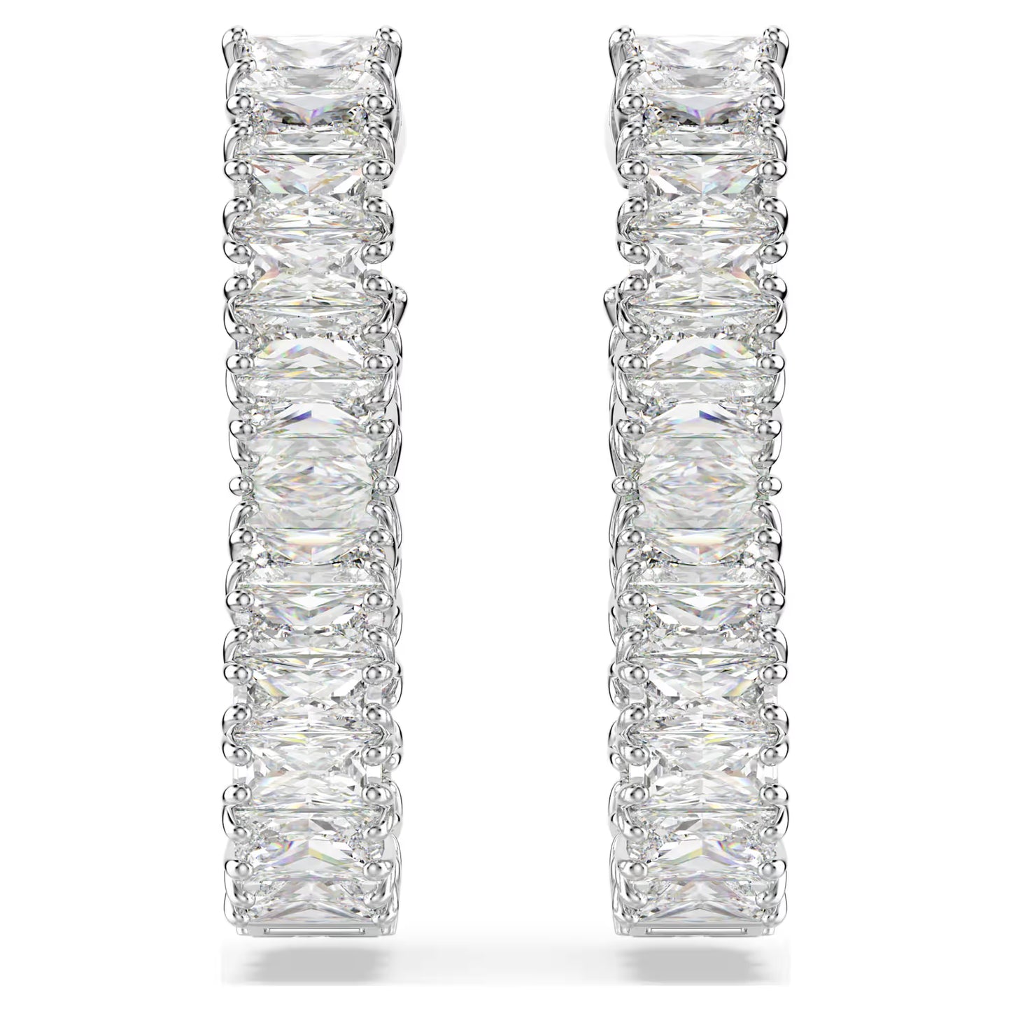 Hyperbola hoop earrings, Infinity, White, Rhodium