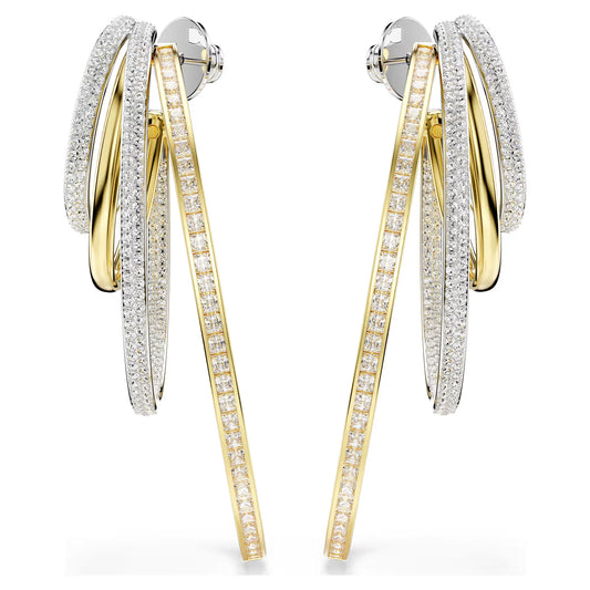 Hyperbola hoop earrings, Mixed cuts, Large, White