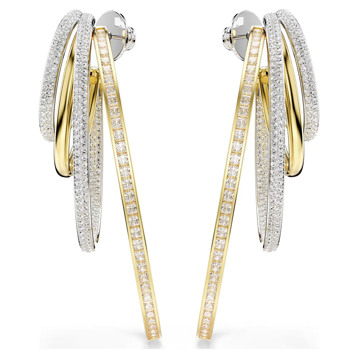 Hyperbola hoop earrings, Mixed cuts, Large, White