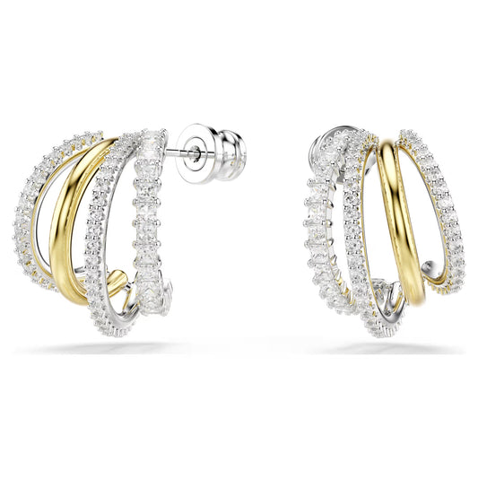 Hyperbola hoop earrings, Mixed cuts, Mini, White