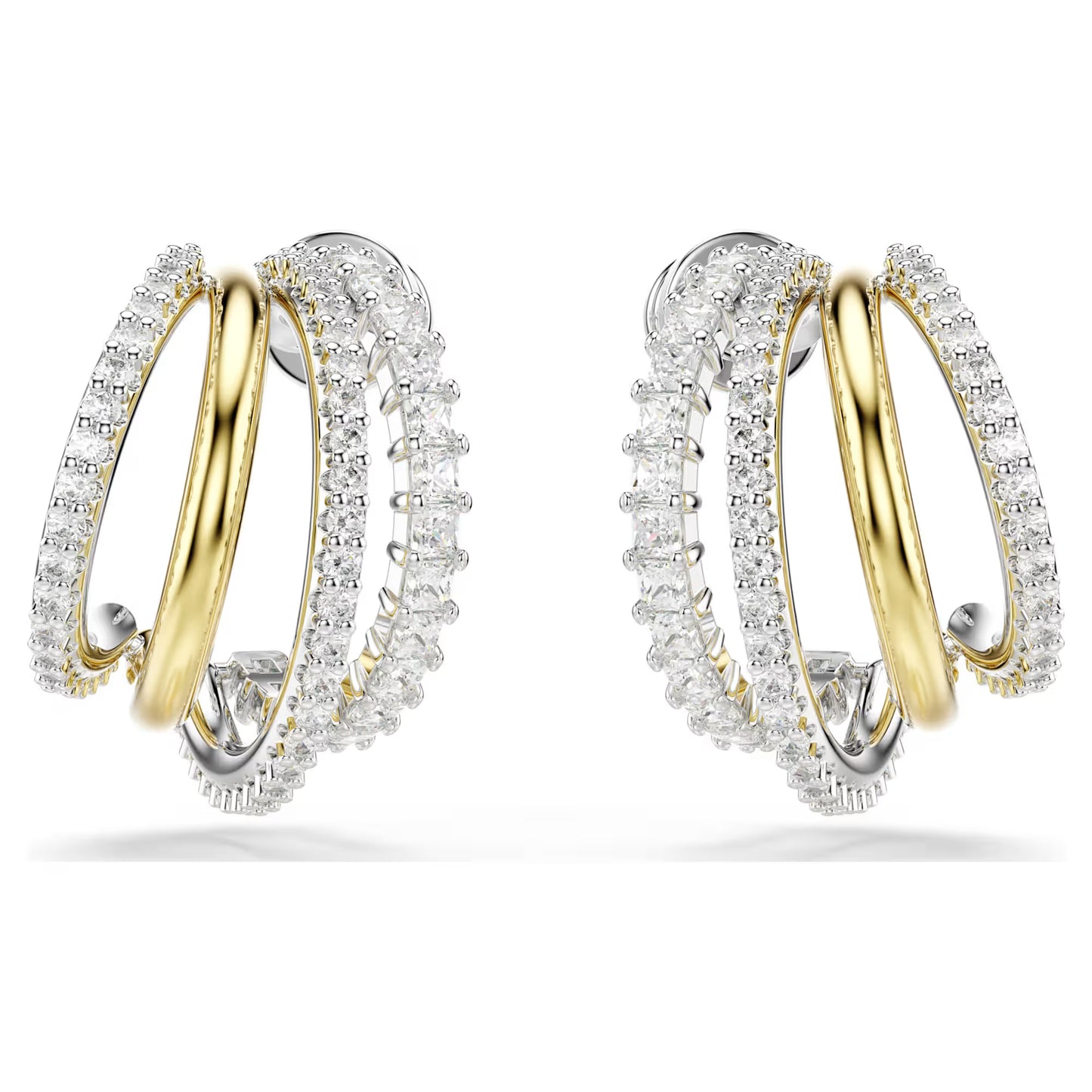 Hyperbola hoop earrings, Mixed cuts, Mini, White