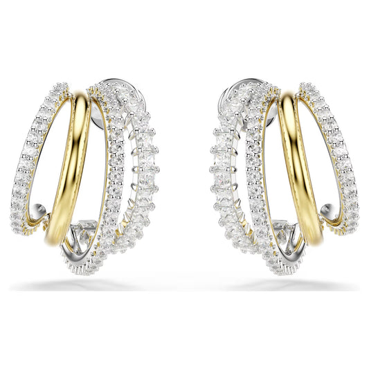 Hyperbola hoop earrings, Mixed cuts, Mini, White