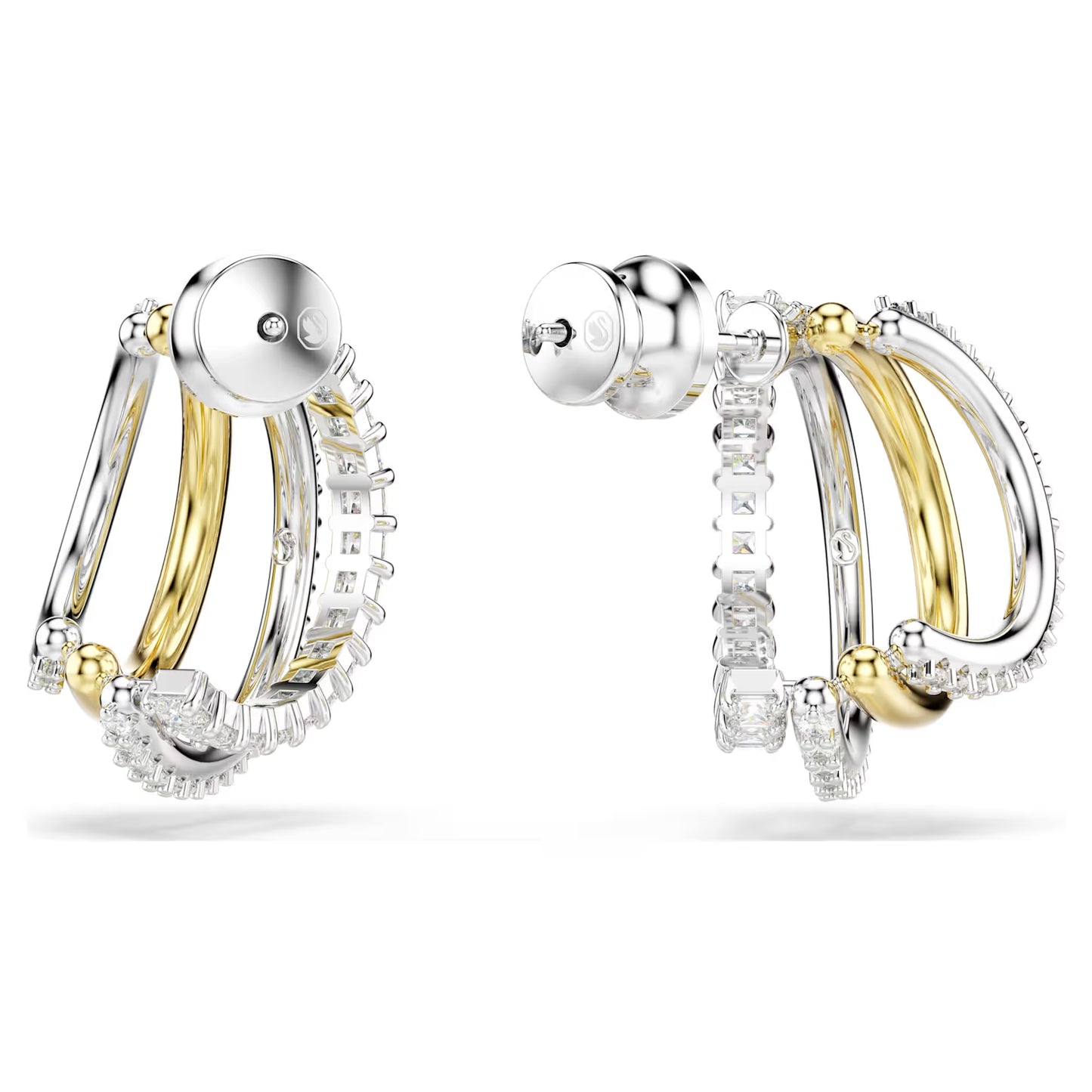 Hyperbola hoop earrings, Mixed cuts, Mini, White