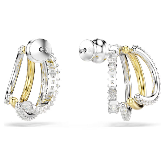 Hyperbola hoop earrings, Mixed cuts, Mini, White