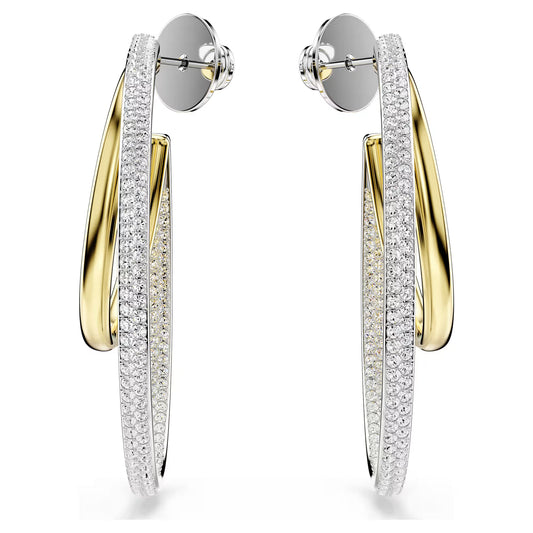 Hyperbola hoop earrings, Round cut, Medium, White