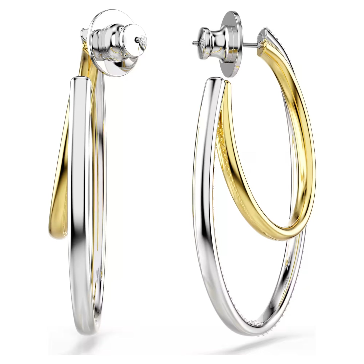 Hyperbola hoop earrings, Round cut, Medium, White