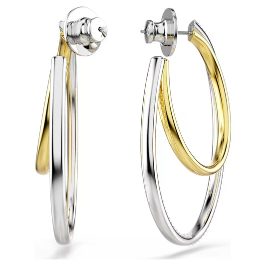 Hyperbola hoop earrings, Round cut, Medium, White