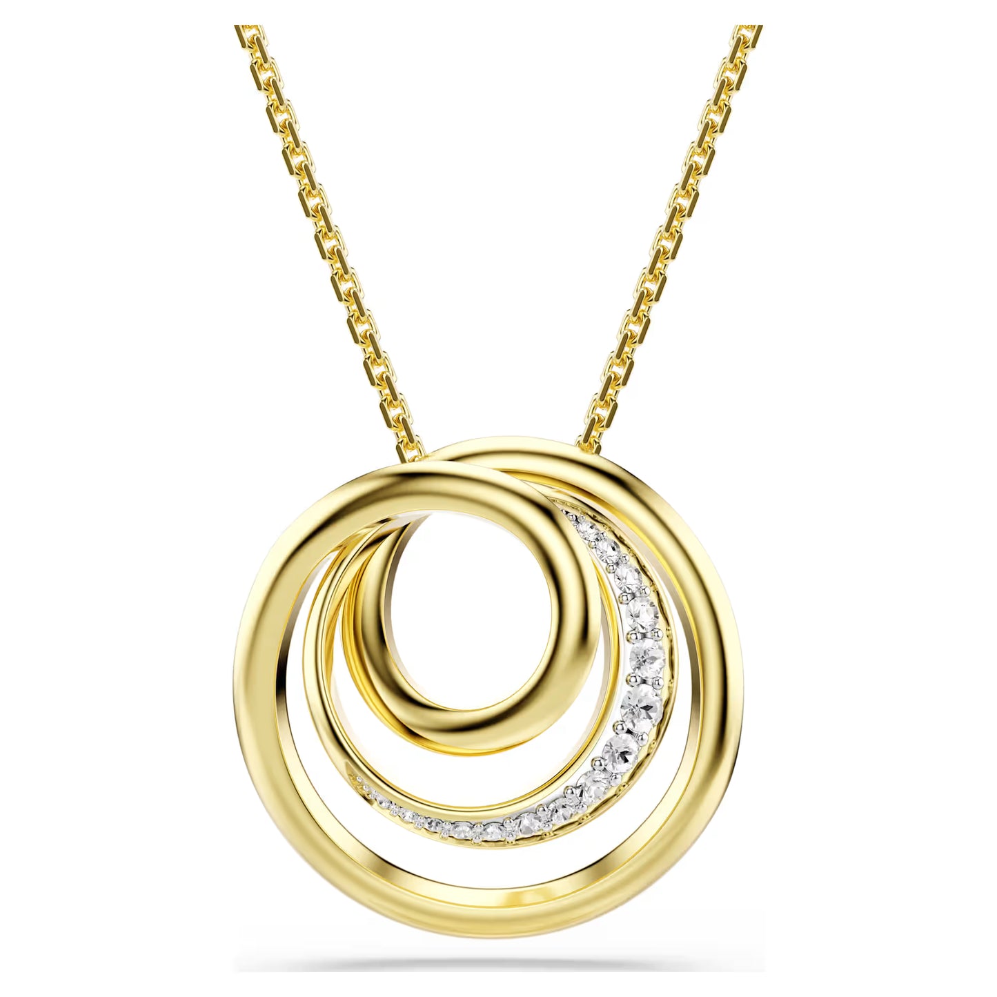 Hyperbola necklace, Round cut, White, 18K gold finish