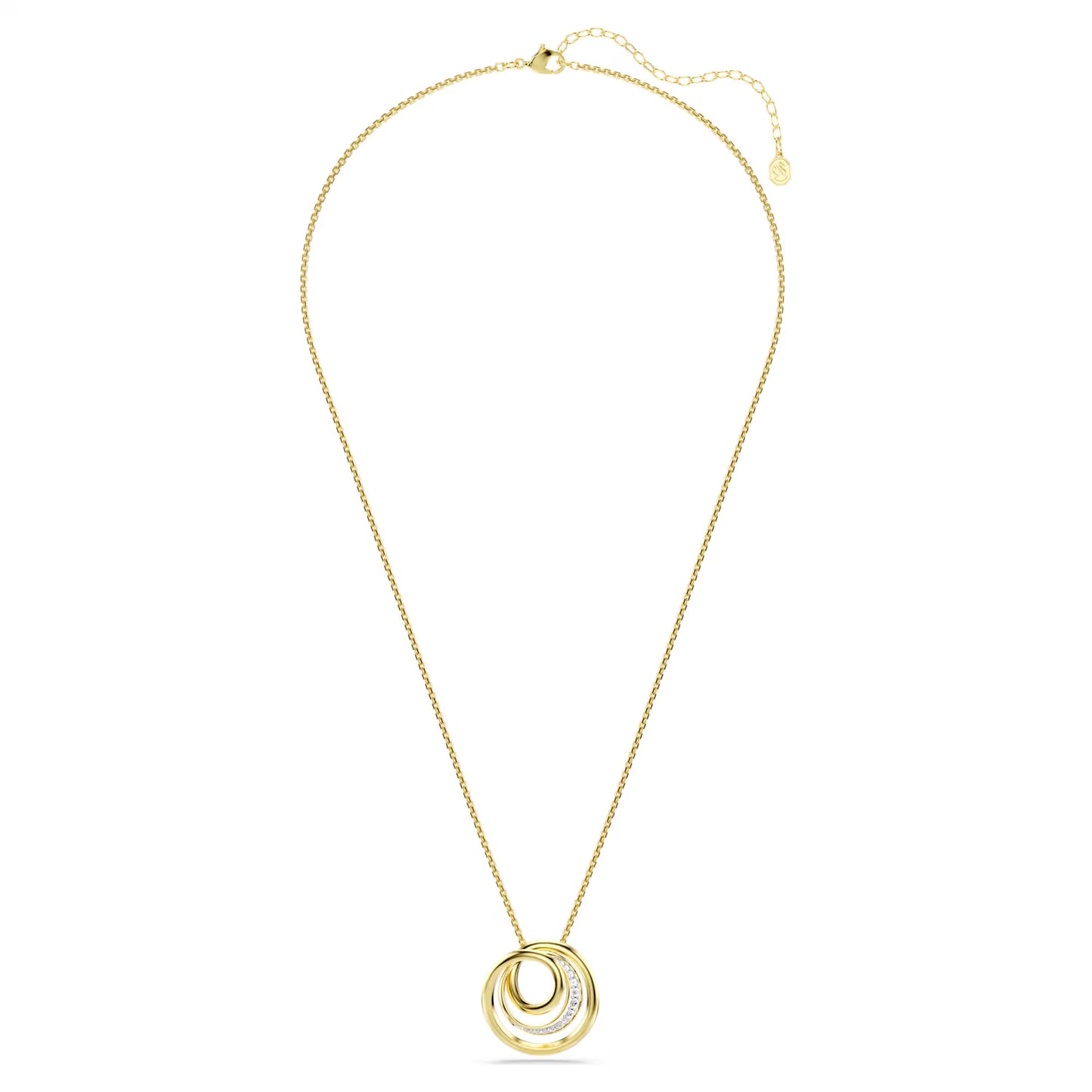 Hyperbola necklace, Round cut, White, 18K gold finish