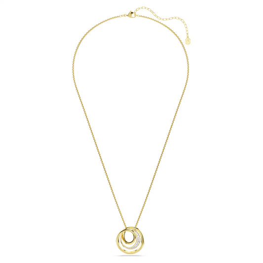 Hyperbola necklace, Round cut, White, 18K gold finish