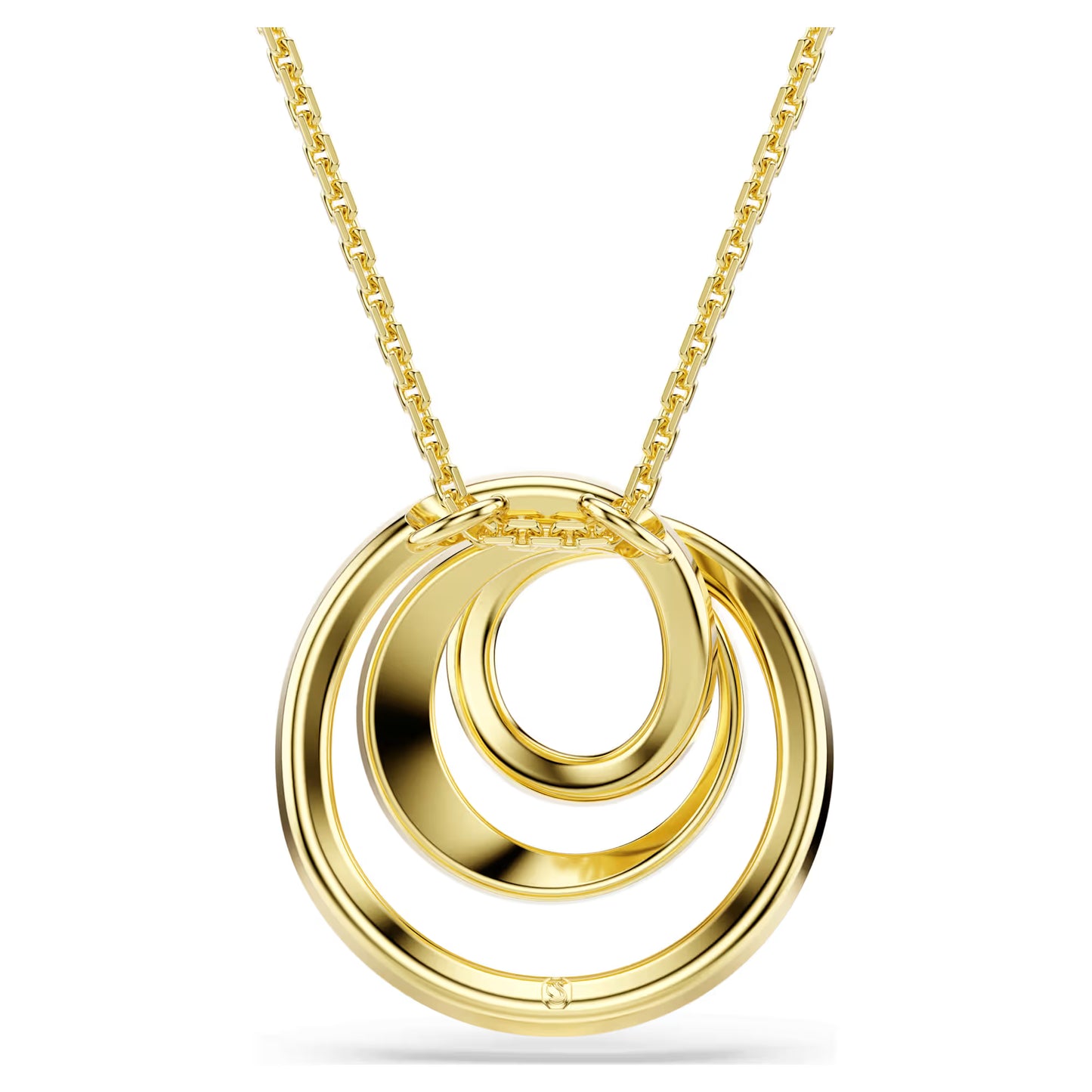 Hyperbola necklace, Round cut, White, 18K gold finish