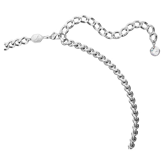 Volta pendant, Heart, Large, White, Rhodium plated